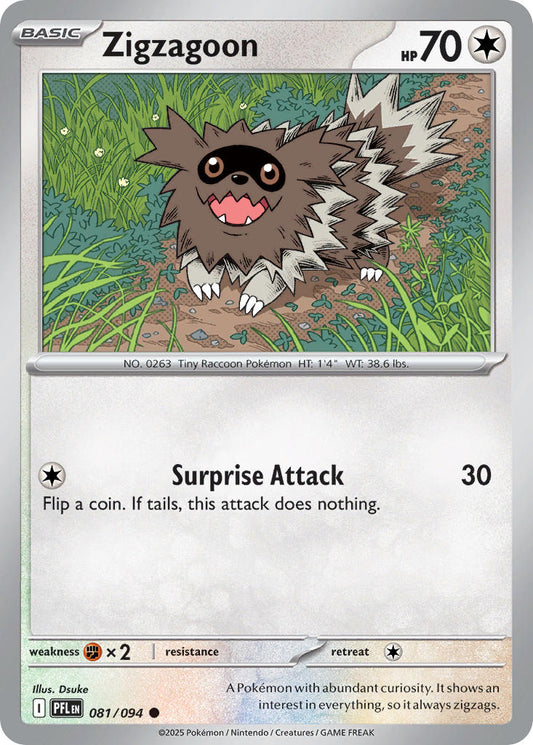 (081/094) Pokemon TCG Phantasmal Flames Single: Zigzagoon   Common