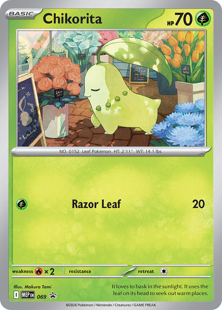 (069) Pokemon TCG MEP Black Star Promos Single: Chikorita   Promo