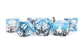 Fanroll - 16mm Resin Polyhedral Dice Set: Particle Blue/Black
