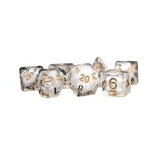 Fanroll - 16mm Resin Polyhedral Dice Set: Pearl w/ Copper Numbers
