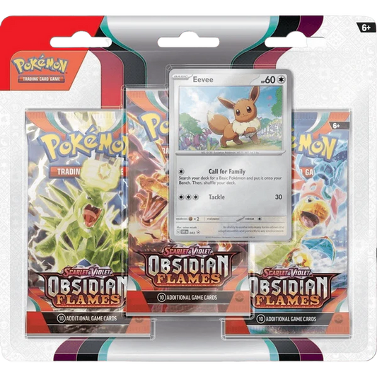 Pokemon TCG Scarlet & Violet Obsidian Flames : 3 Pack Display - Eevee