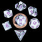 Fanroll - 10mm Mini Polyhedral Dice set - Marble w/ Purple Numbers