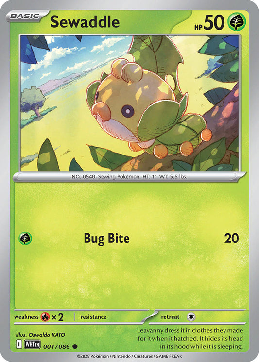 (001/086) Pokemon TCG White Flare Single: Sewaddle   Common