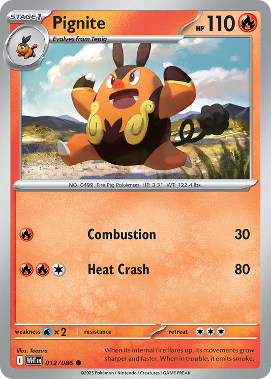 (012/086) Pokemon TCG White Flare: Additionals Single: Pignite   Common Master Ball Holo