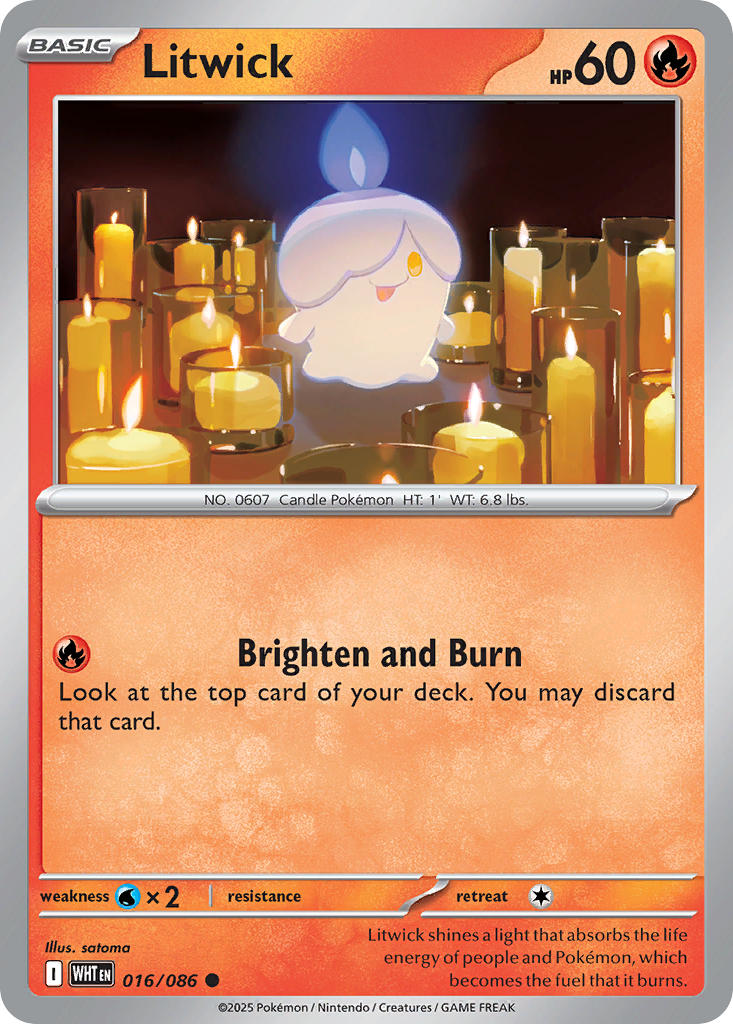 (016/086) Pokemon TCG White Flare Single: Litwick  Reverse Holo Common