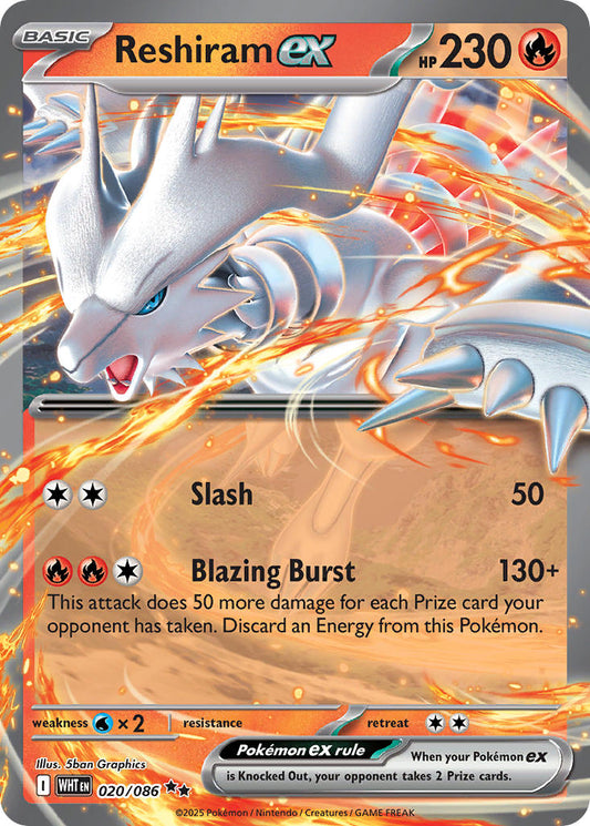 (020/086) Pokemon TCG White Flare Single: Reshiram ex   Double Rare