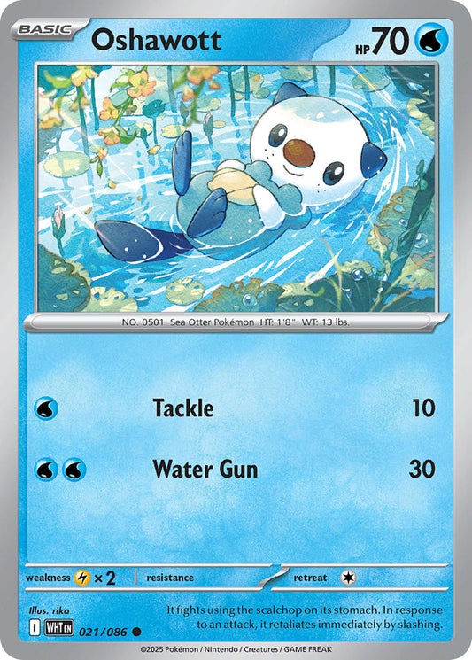 (021/086) Pokemon TCG White Flare Single: Oshawott  Reverse Holo Common