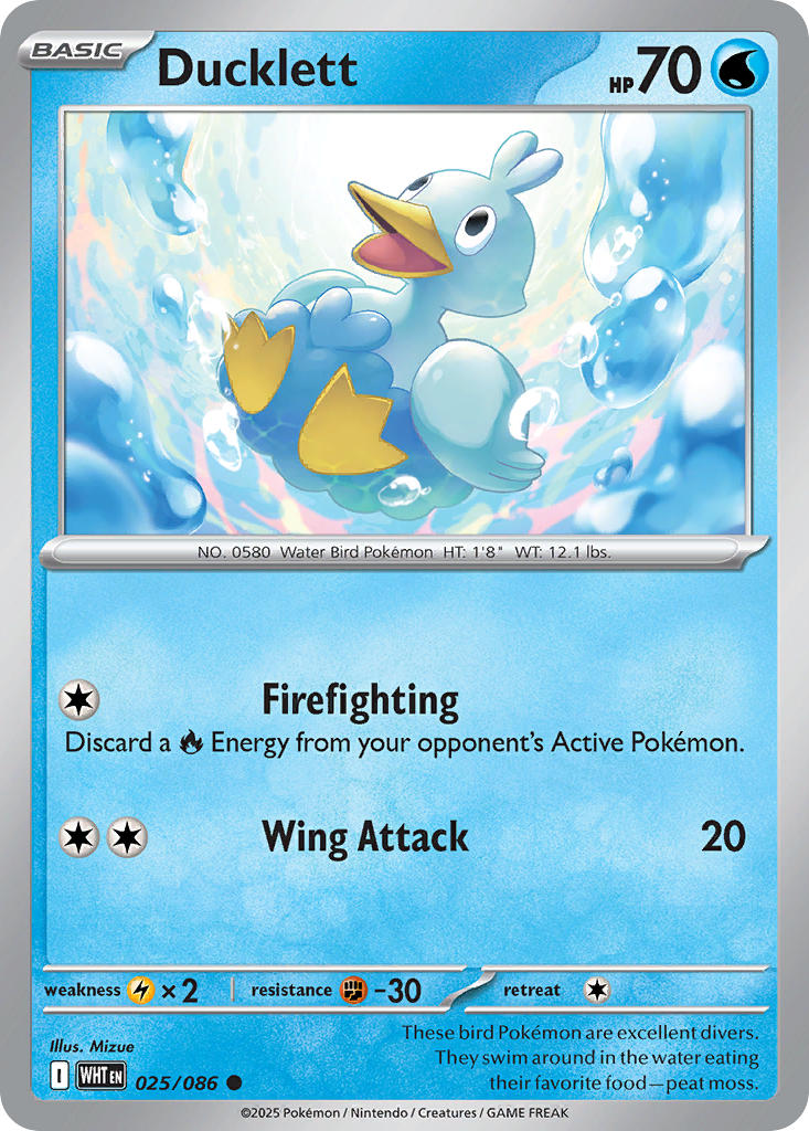 (025/086) Pokemon TCG White Flare Single: Ducklett   Common