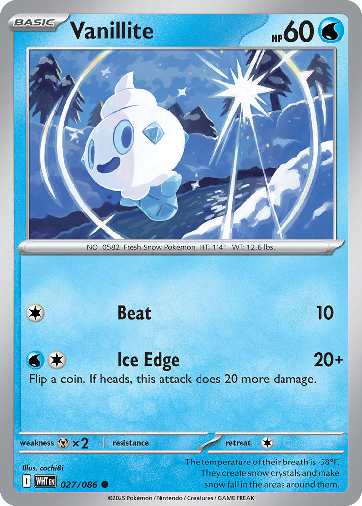 (027/086) Pokemon TCG White Flare: Additionals Single: Vanillite   Common Poké Ball Holo