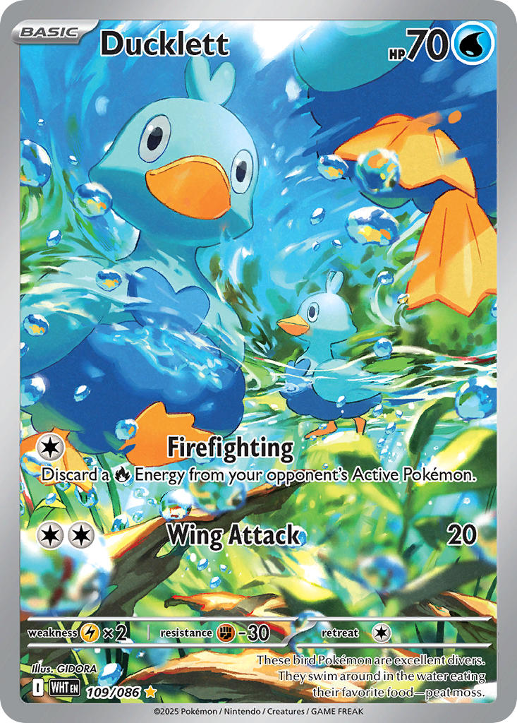 (109/086) Pokemon TCG White Flare Single: Ducklett   Illustration Rare