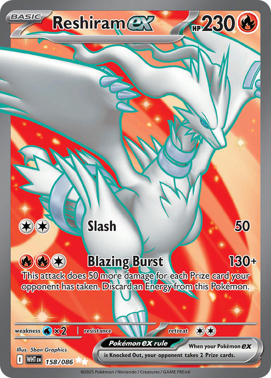 (158/086) Pokemon TCG White Flare Single: Reshiram ex   Ultra Rare