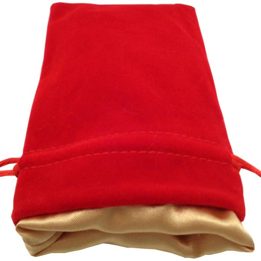 Fanroll Velvet Dice Bag with Satin Liner 4x6 - Red w/ Gold Satin