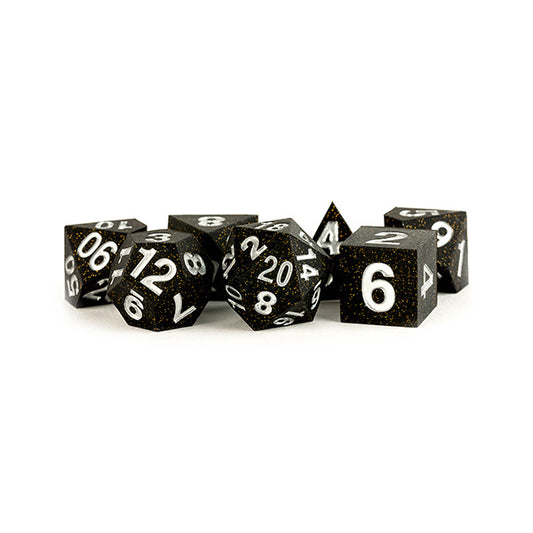 Fanroll: 16mm Sharp Edge Silicone Rubber Poly Dice Set: Gold Scatter