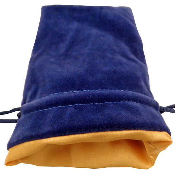 Fanroll: Small Velvet Dice Bag: Blue w/ Gold Satin