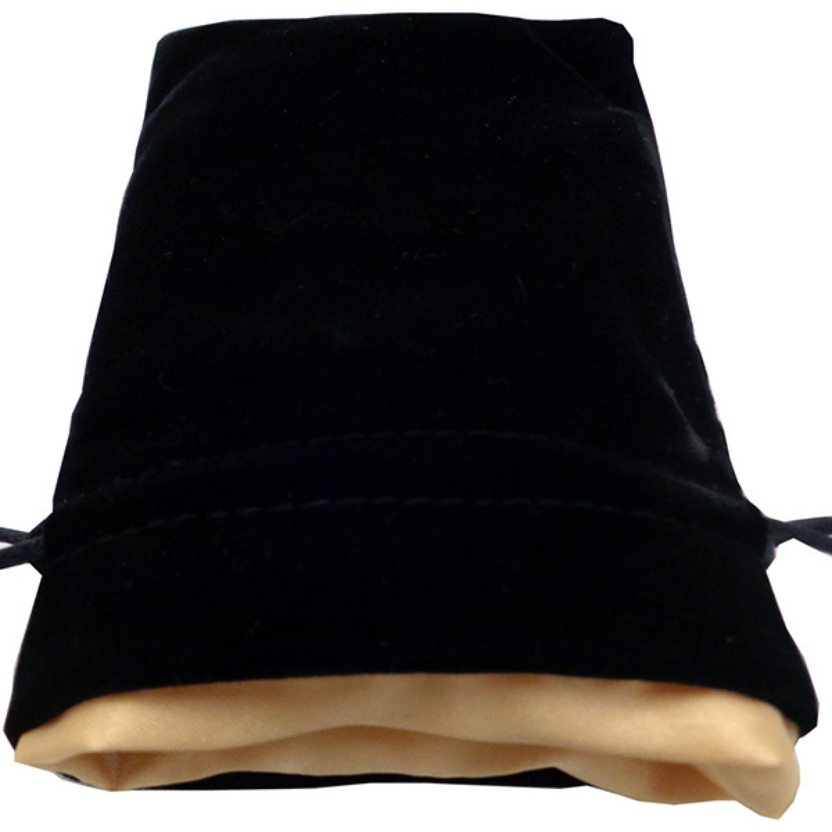 Fanroll: Small Velvet Dice Bag: Black w/ Gold Satin