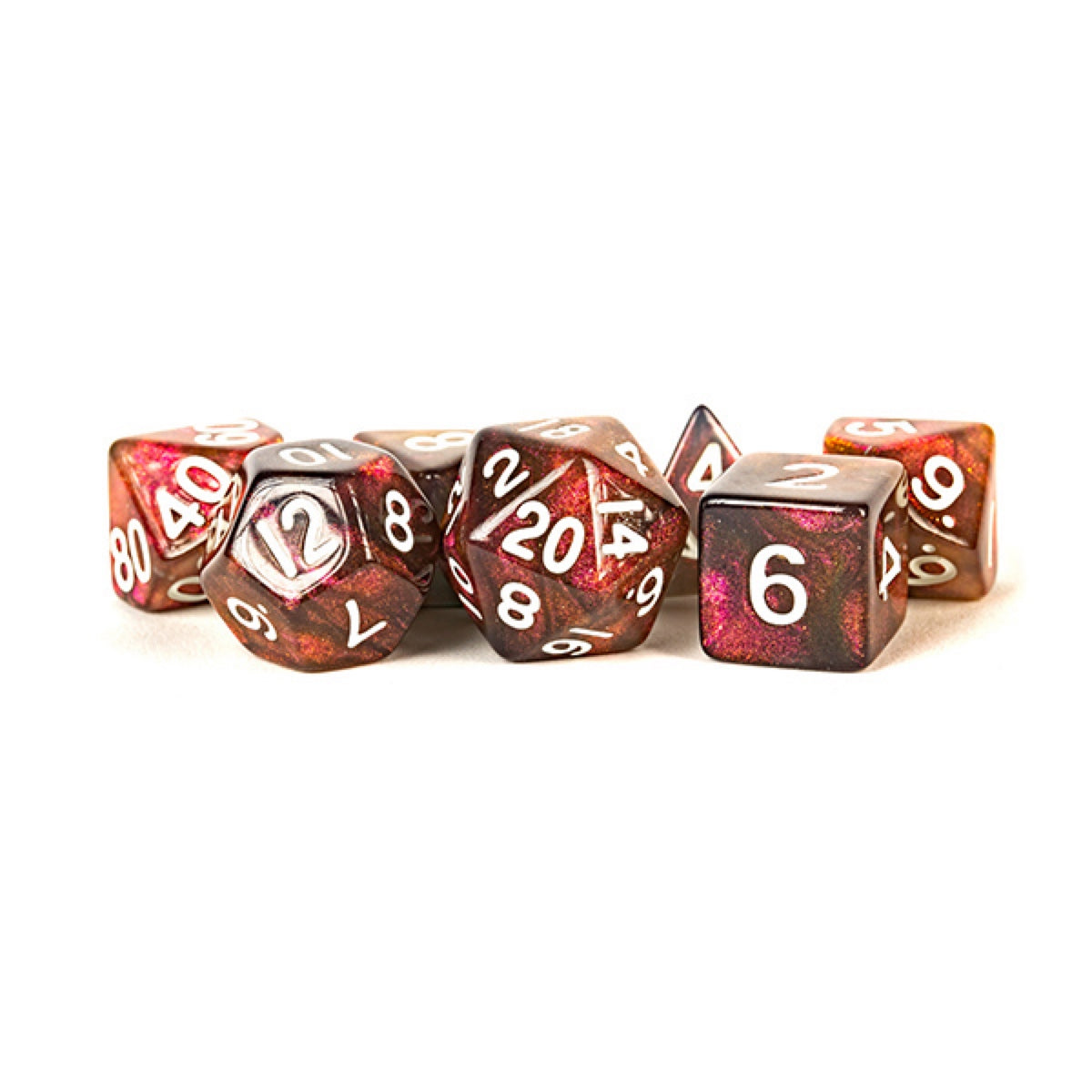 Fanroll: 16mm Acrylic Polyhedral Dice Set: Stardust Supervolcano
