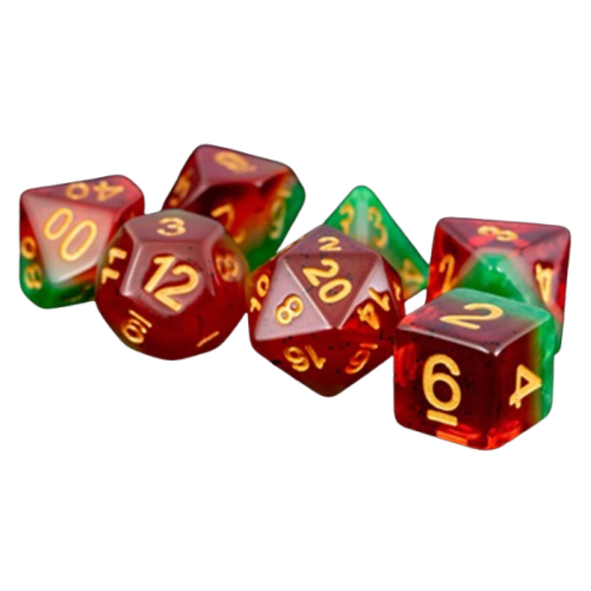 Fanroll: 16mm Resin Polyhedral Dice Set: Watermelon