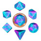 Fanroll: 10mm Mini Polyhedral Dice set: Purple/Teal w/ Blue Numbers