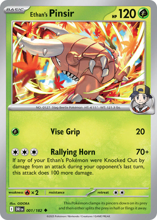 (001/182) Pokemon TCG Destined Rivals Single: Ethan's Pinsir  Reverse Holo Uncommon