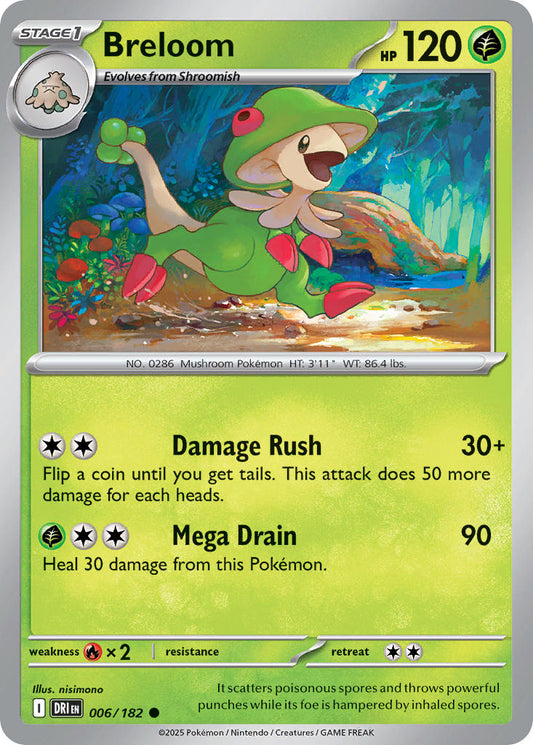(006/182) Pokemon TCG Destined Rivals Single: Breloom  Reverse Holo Common