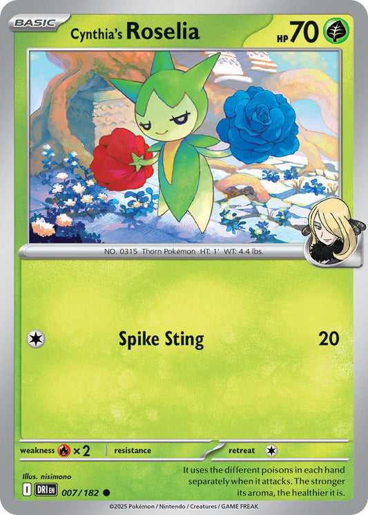 (007/182) Pokemon TCG Destined Rivals Single: Cynthia's Roselia   Common