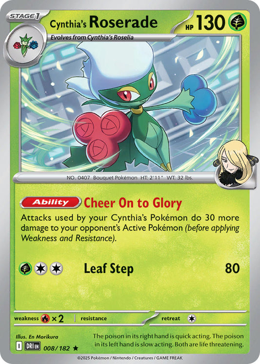 (008/182) Pokemon TCG Destined Rivals Single: Cynthia's Roserade  Reverse Holo Rare