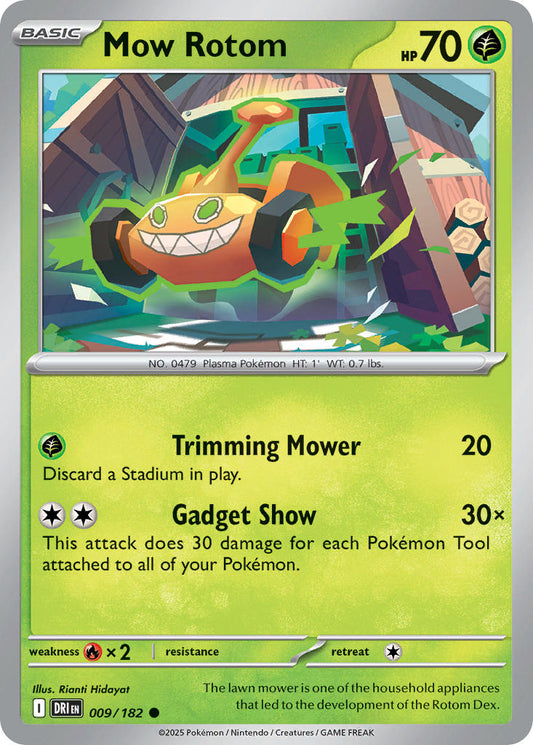 (009/182) Pokemon TCG Destined Rivals Single: Mow Rotom  Reverse Holo Common