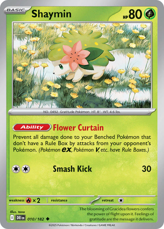 (010/182) Pokemon TCG Destined Rivals Single: Shaymin  Reverse Holo Uncommon