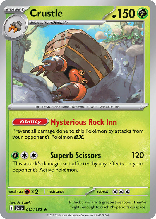 (012/182) Pokemon TCG Destined Rivals Single: Crustle  Reverse Holo Rare