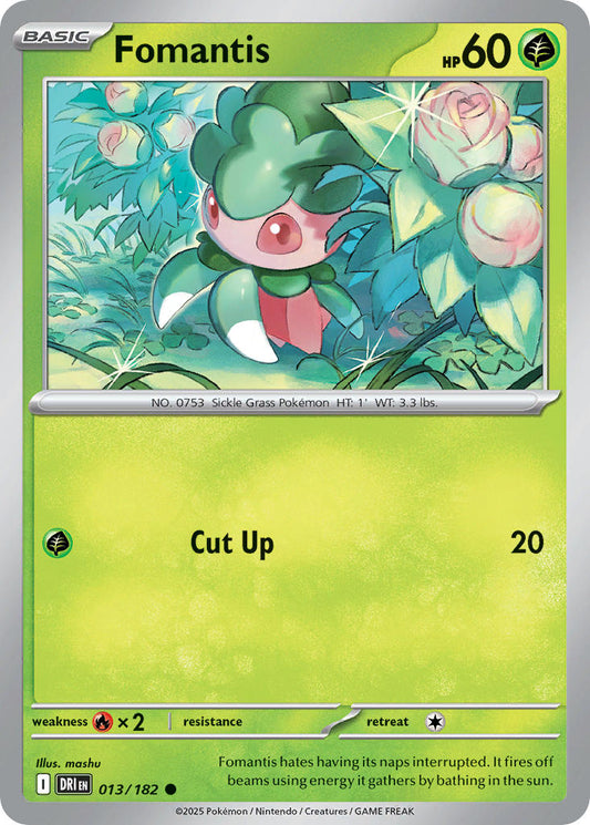 (013/182) Pokemon TCG Destined Rivals Single: Fomantis  Reverse Holo Common