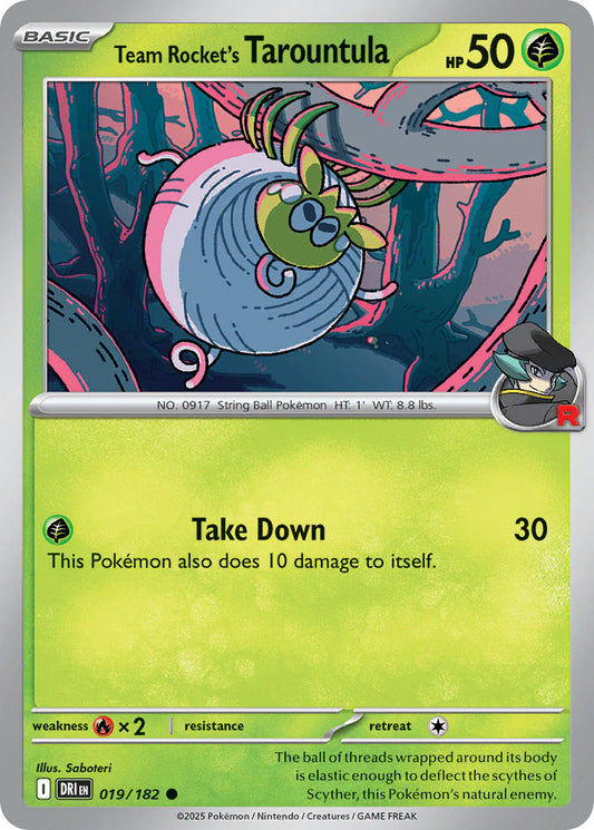 (019/182) Pokemon TCG Destined Rivals Single: Team Rocket's Tarountula  Reverse Holo Common