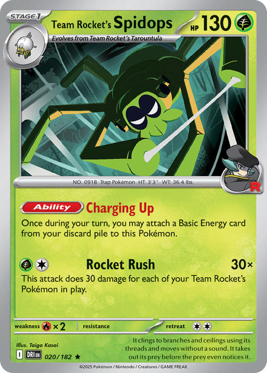 (020/182) Pokemon TCG Destined Rivals Single: Team Rocket's Spidops  Reverse Holo Rare