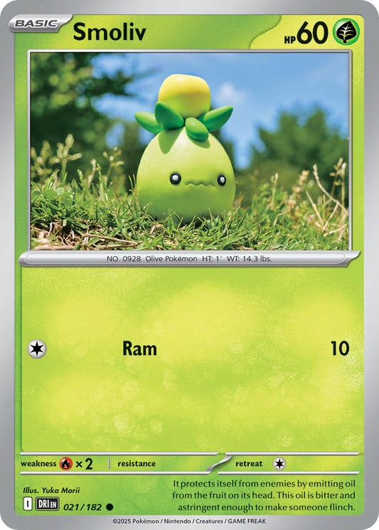 (021/182) Pokemon TCG Destined Rivals Single: Smoliv   Common