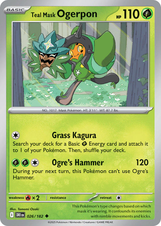 (026/182) Pokemon TCG Destined Rivals Single: Teal Mask Ogerpon  Reverse Holo Uncommon