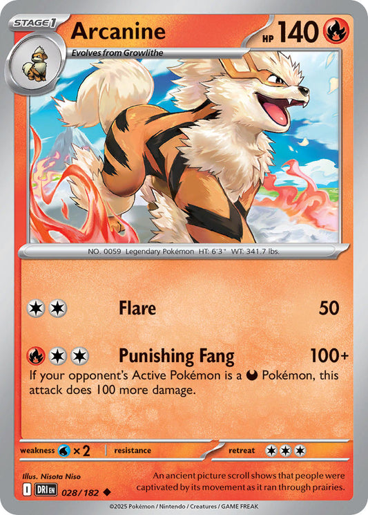 (028/182) Pokemon TCG Destined Rivals Single: Arcanine   Uncommon