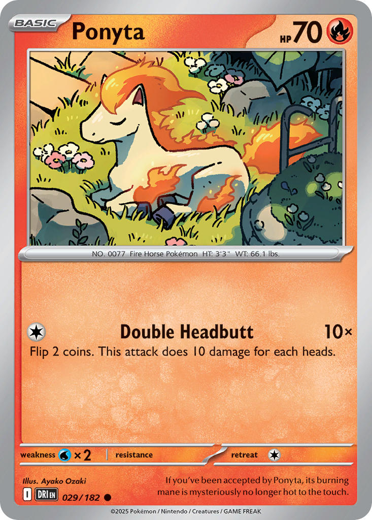 (029/182) Pokemon TCG Destined Rivals Single: Ponyta  Reverse Holo Common