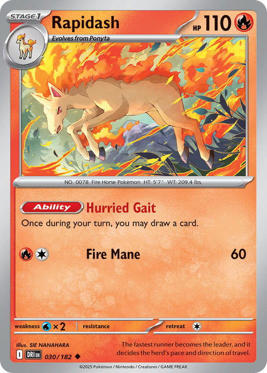 (030/182) Pokemon TCG Destined Rivals Single: Rapidash  Reverse Holo Uncommon
