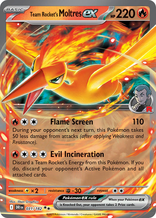 (031/182) Pokemon TCG Destined Rivals Single: Team Rocket's Moltres ex   Double Rare