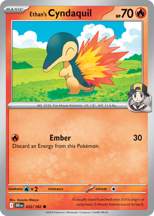 (032/182) Pokemon TCG Destined Rivals Single: Ethan's Cyndaquil  Reverse Holo Common