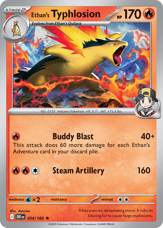 (034/182) Pokemon TCG Destined Rivals Single: Ethan's Typhlosion   Rare