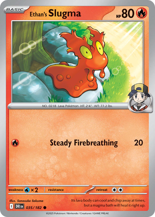 (035/182) Pokemon TCG Destined Rivals Single: Ethan's Slugma  Reverse Holo Common