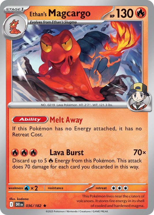 (036/182) Pokemon TCG Destined Rivals Single: Ethan's Magcargo  Reverse Holo Rare