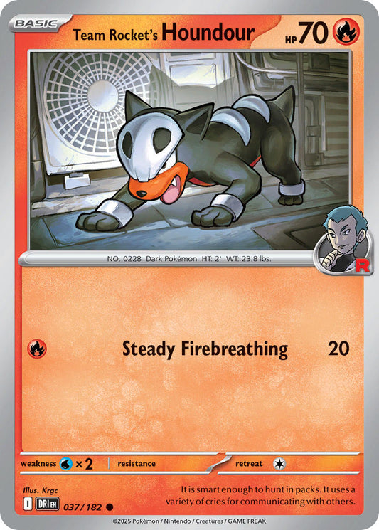 (037/182) Pokemon TCG Destined Rivals Single: Team Rocket's Houndour   Common