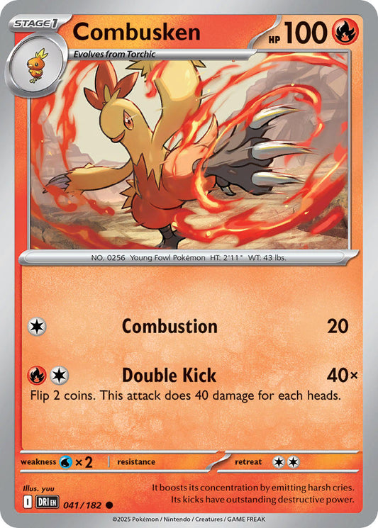 (041/182) Pokemon TCG Destined Rivals Single: Combusken  Reverse Holo Common