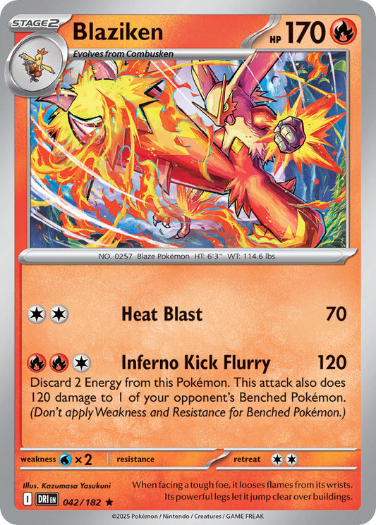 (042/182) Pokemon TCG Destined Rivals Single: Blaziken  Reverse Holo Rare
