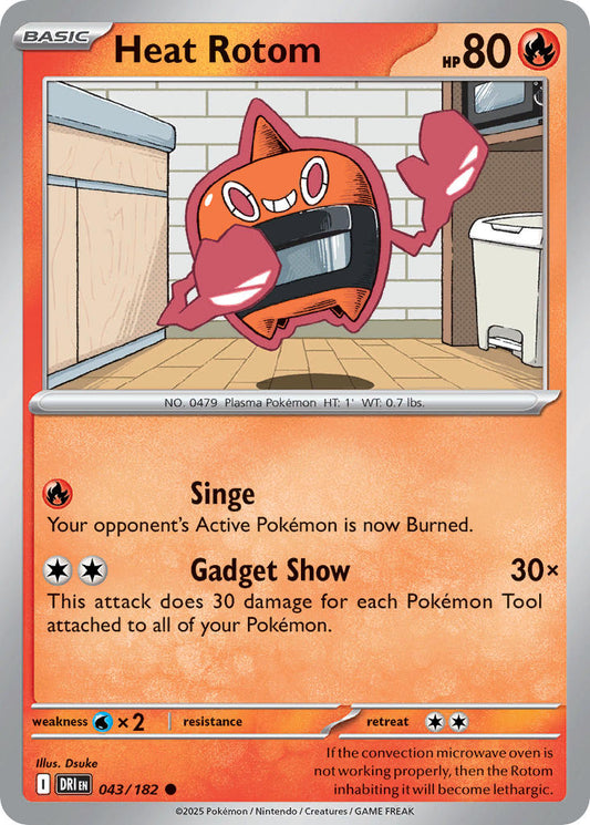 (043/182) Pokemon TCG Destined Rivals Single: Heat Rotom  Reverse Holo Common