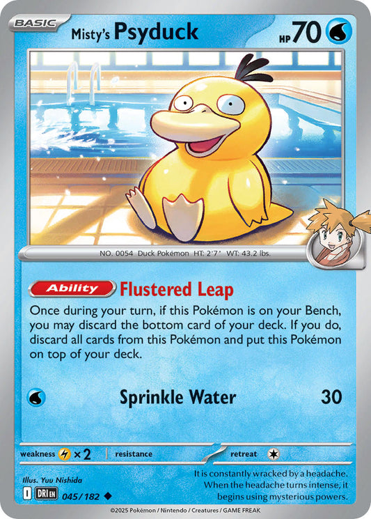 (045/182) Pokemon TCG Destined Rivals Single: Misty's Psyduck  Reverse Holo Uncommon