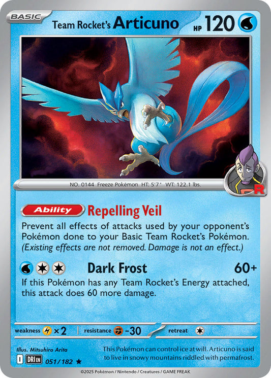 (051/182) Pokemon TCG Destined Rivals Single: Team Rocket's Articuno  Reverse Holo Rare