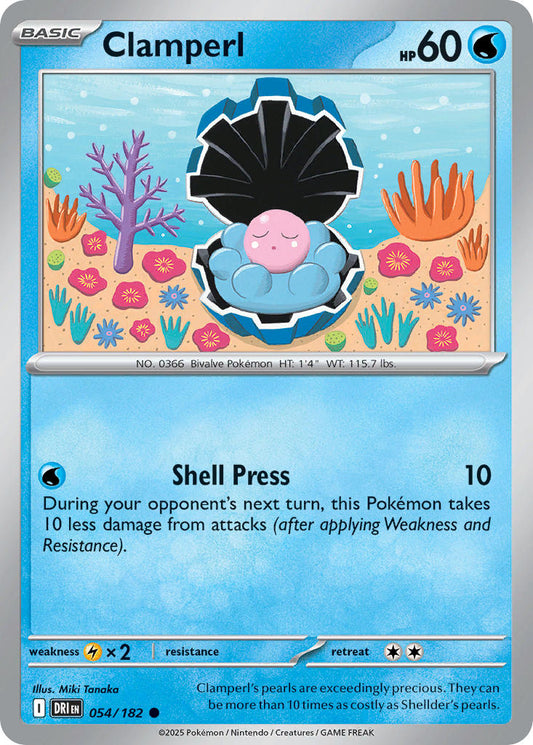 (054/182) Pokemon TCG Destined Rivals Single: Clamperl  Reverse Holo Common