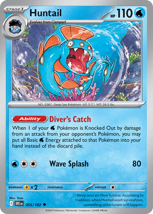 (055/182) Pokemon TCG Destined Rivals Single: Huntail  Reverse Holo Uncommon